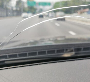 View Of Cracked Windshield of a Car